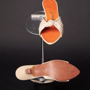 1950s Gustinettes Cream Kitten Heels Sandals